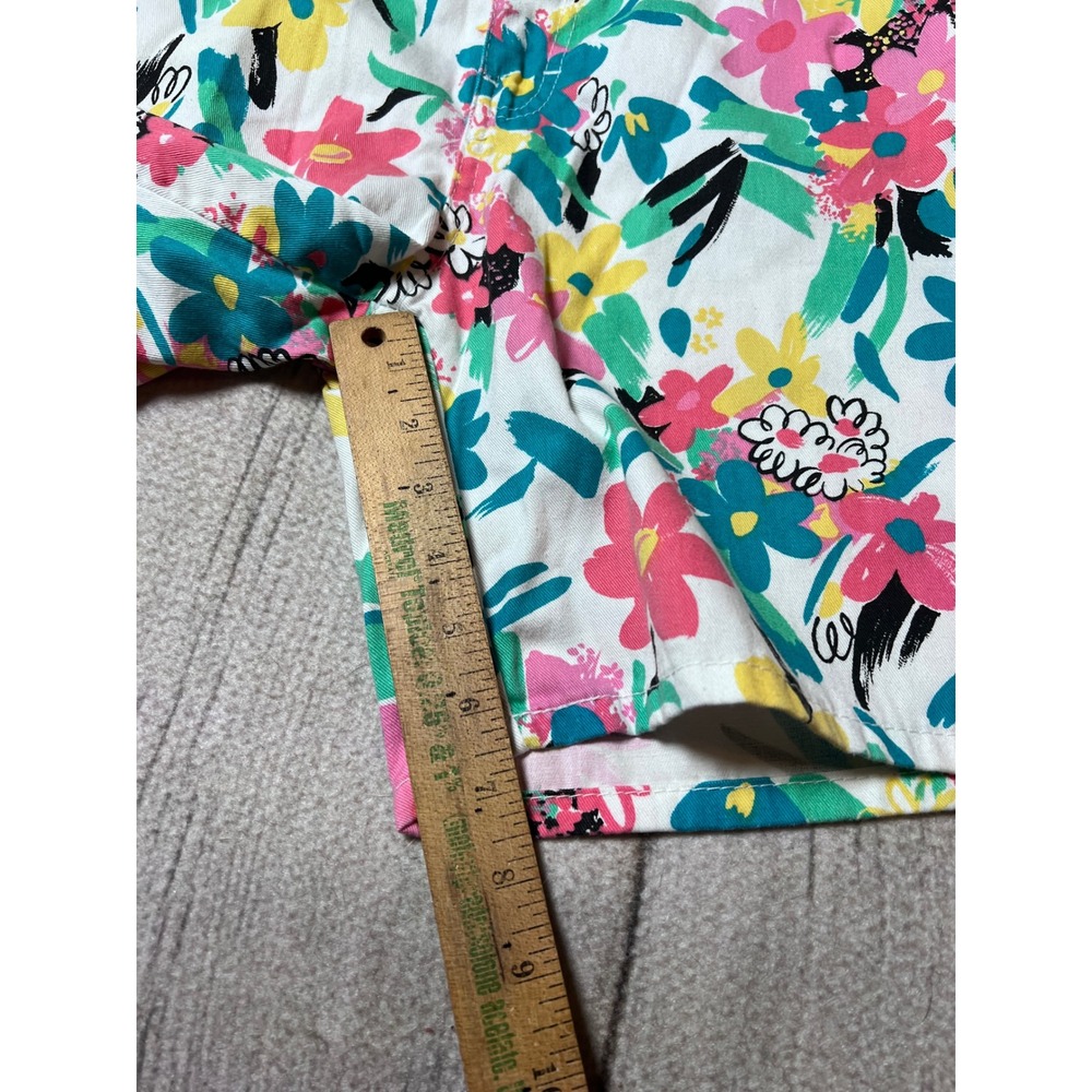 Sasson Vintage 90s Floral Bermuda Shorts Womens 11 Multicolor High Rise Cotton - Picture 2 of 6